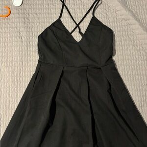 Black Pleated A-Line Cocktail Dress
